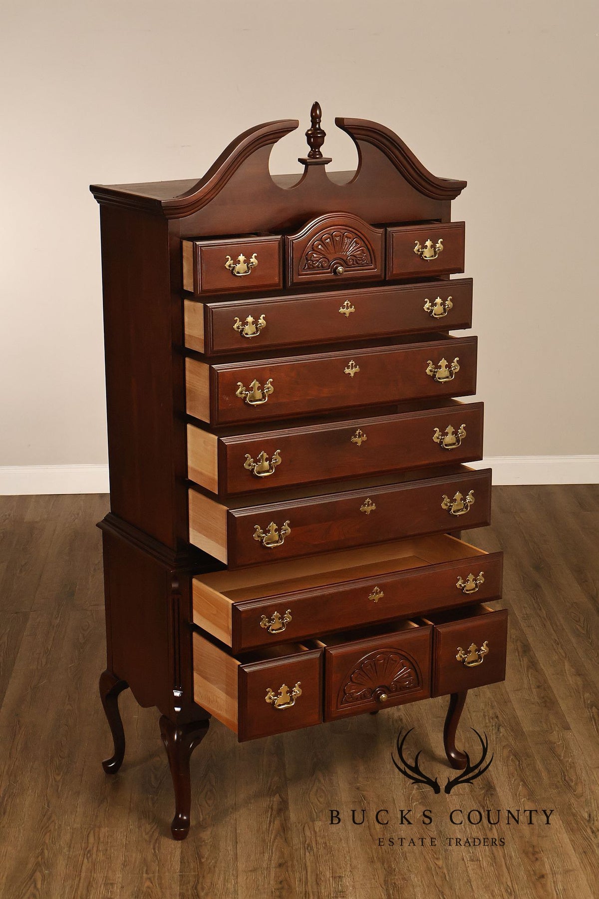 Sumter Cabinet Co. Queen Anne Style Cherry Highboy Dresser