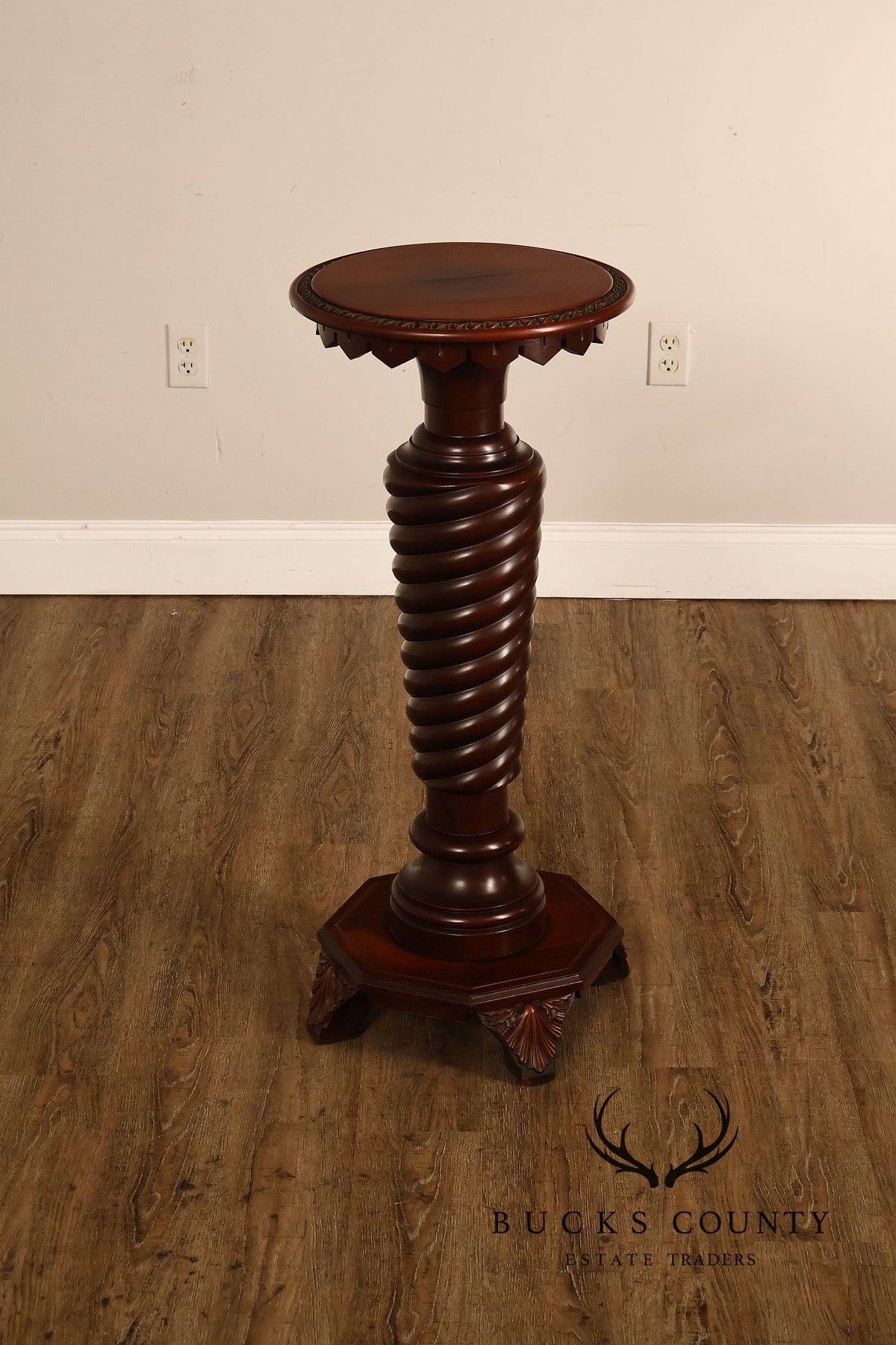 Baroque Revival Style Mahogany Carved Pedestal Stand