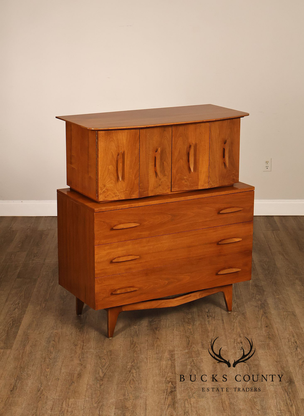 Mid Century Modern Walnut Tall Chest of Drawers