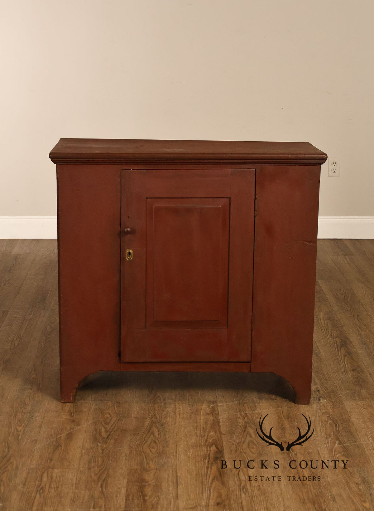Antique American Primitive Red-Painted Storage Cupboard