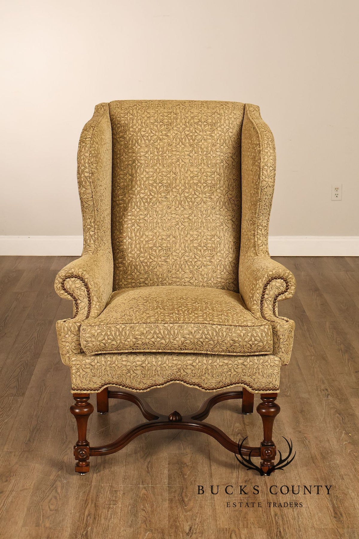 Lee Jofa Pair Of Custom Upholstered Wingback "Mayfair" Armchairs