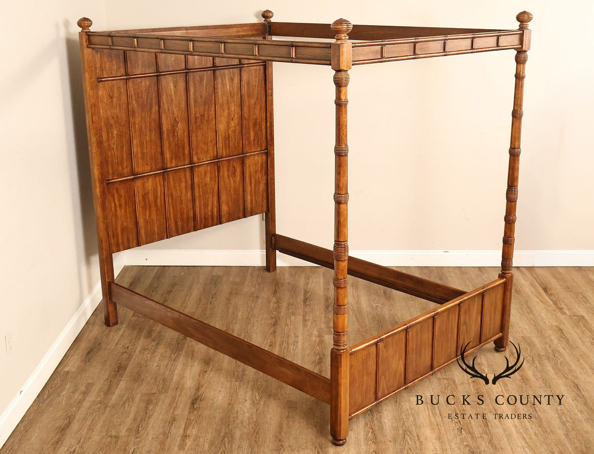 British Colonial Style Faux Bamboo Queen Canopy Bed
