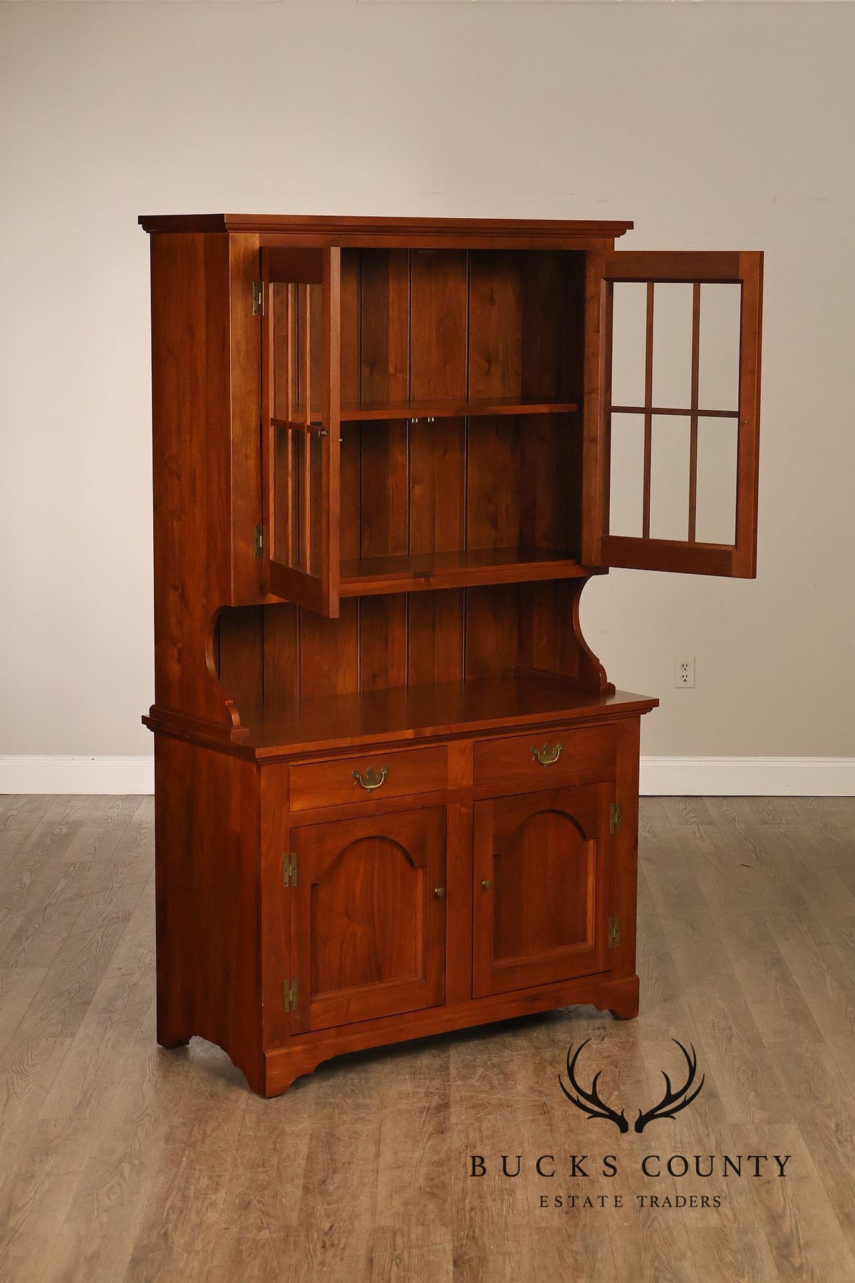E.A. Clore Bench Made Solid Walnut Step Back Hutch