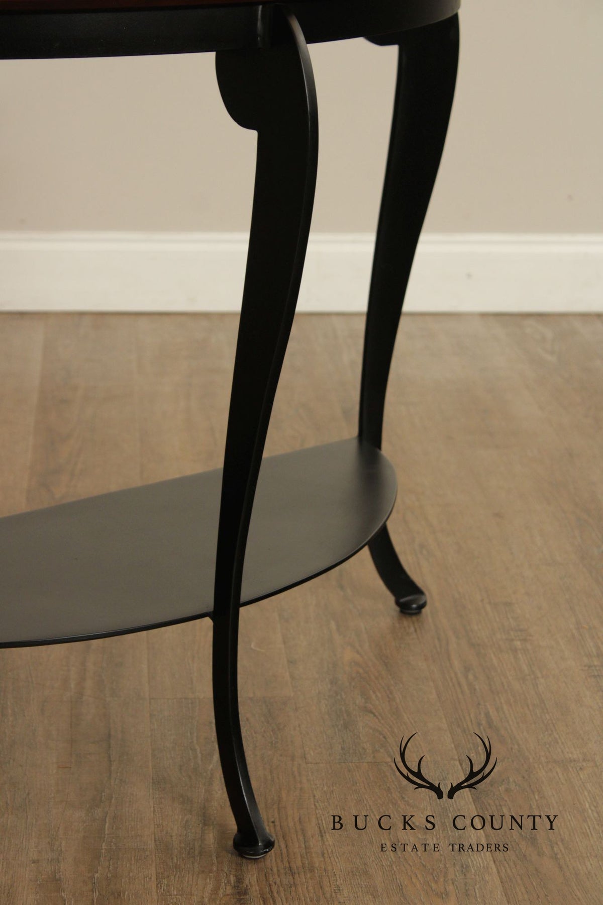 Ethan Allen Cherry Demilune Console Table With Metal Base
