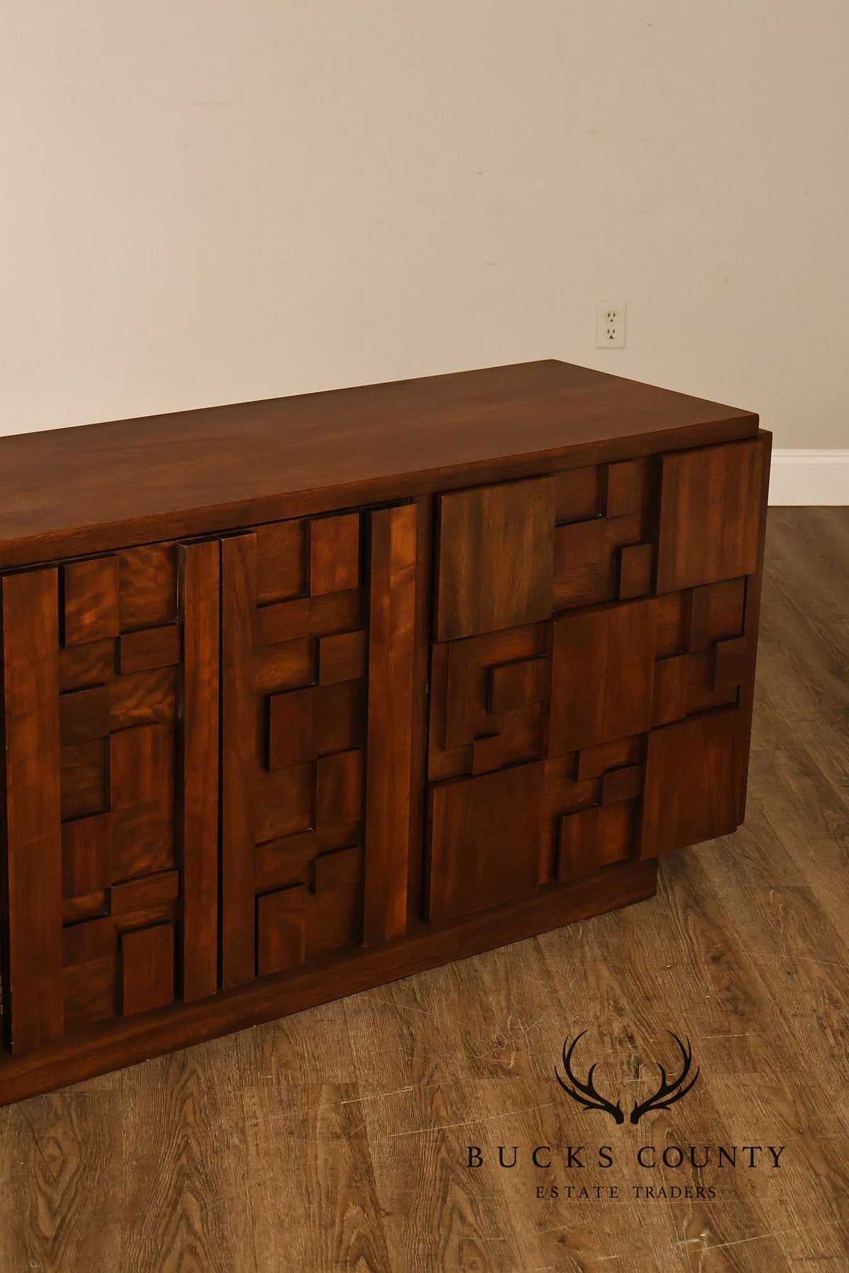 Vintage Lane Mid-Century Modern Brutalist Walnut Dresser