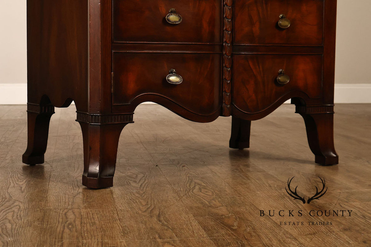 Traditional Mahogany Pair Of Bow Front Two Drawer And Two Door Cabinets