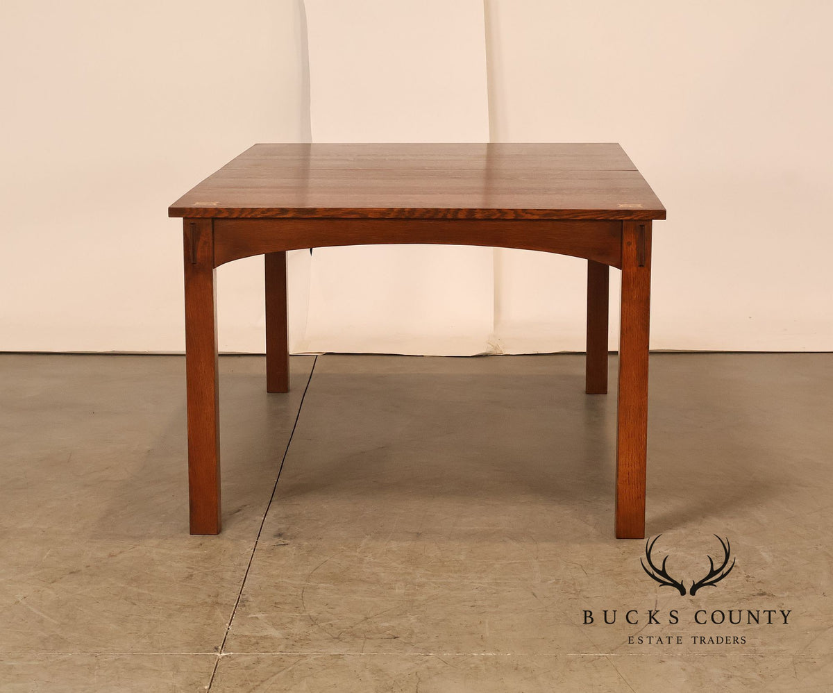 Stickley Mission Collection Harvey Ellis Inlaid Oak Extendable Dining Table