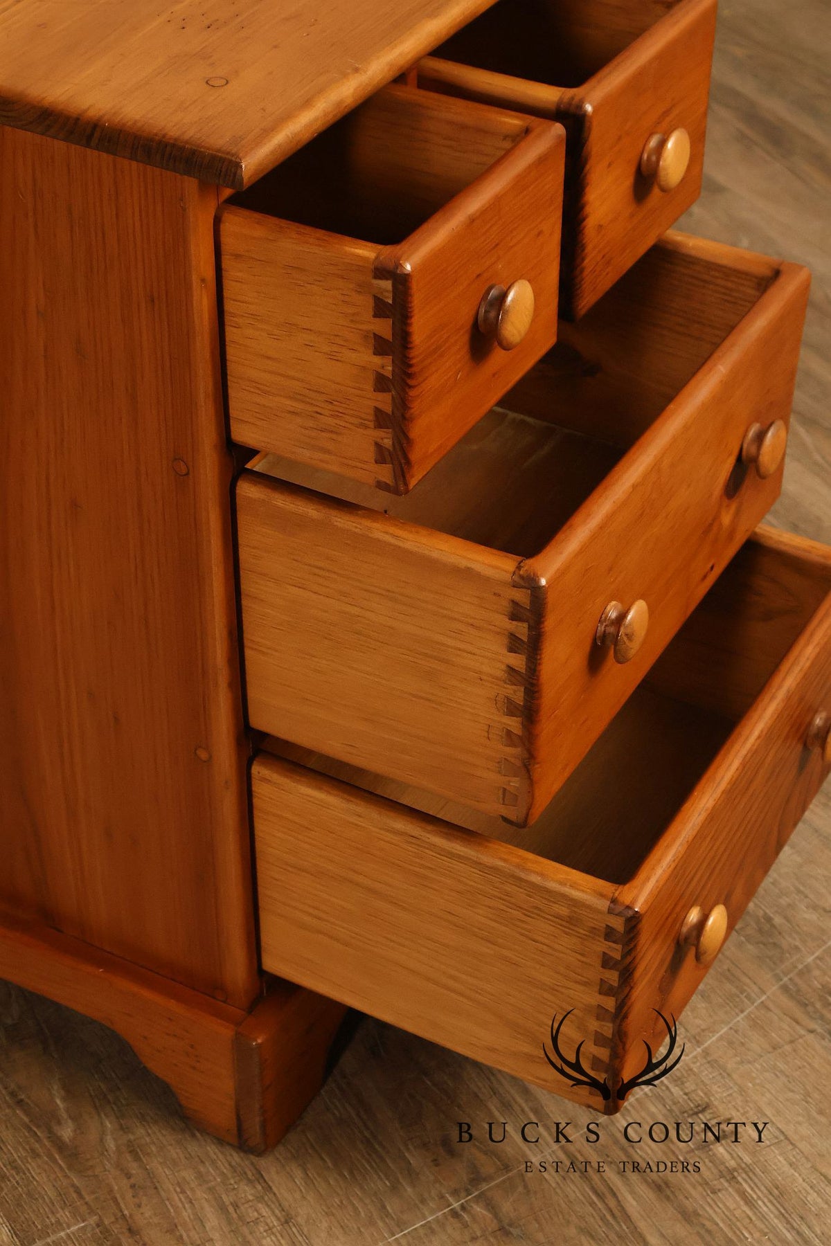 Rustic Pine Four-Drawer Nightstand