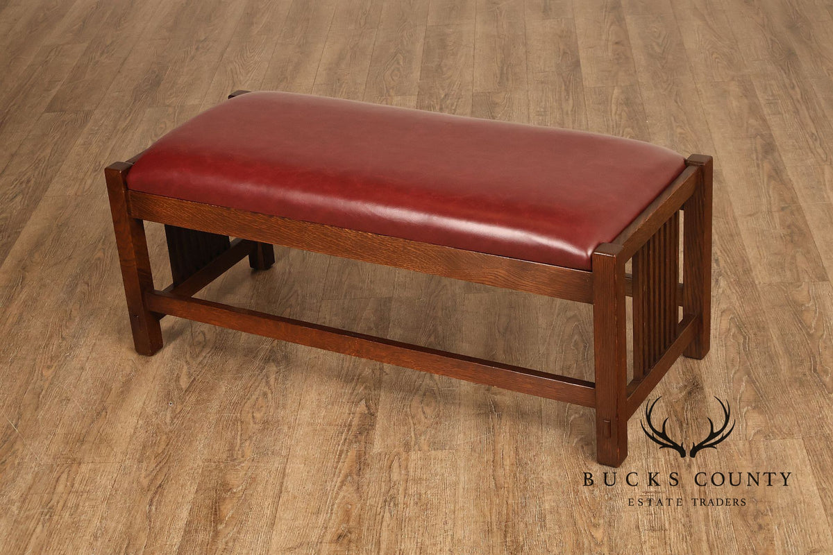 Stickley Mission Collection Oak Upholstered Bench