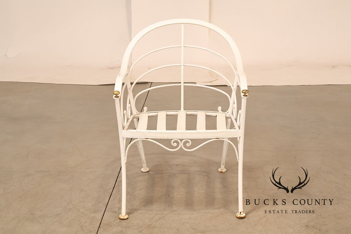 Woodard French C ountry Style Wrought Iron Pair Of Garden Lounge Chairs With Scrollwork