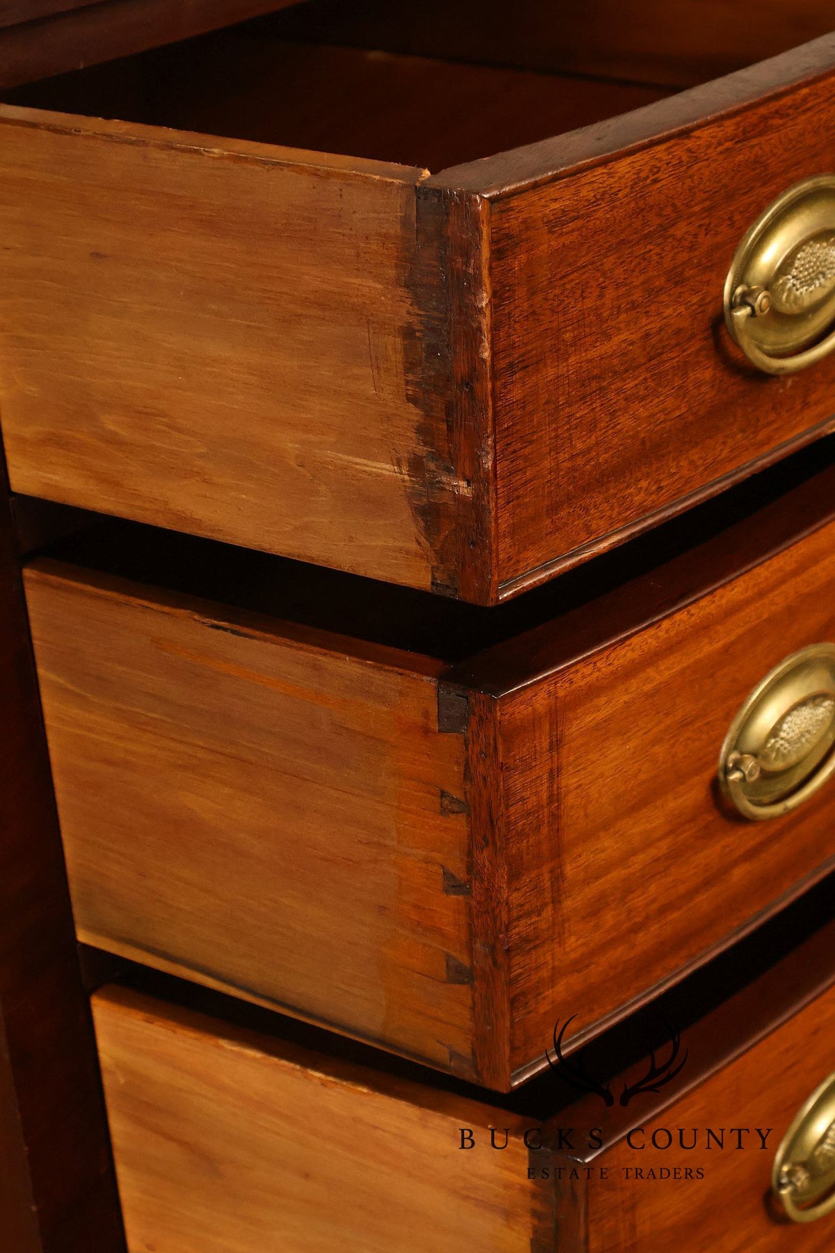 Antique Hepplewhite Style Mahogany Bow Front Six-Drawer Tall Chest