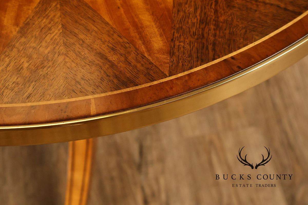 Baker Stately Homes Marquetry Inlaid Pedestal Side Table