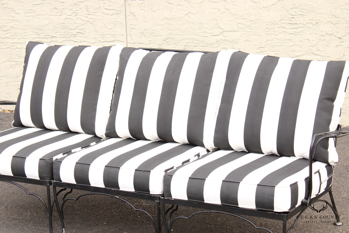 Vintage Wrought Iron Three-Piece Outdoor Garden Sofa