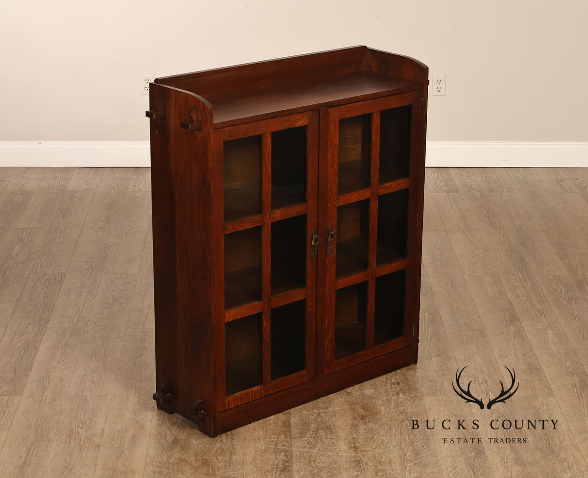 Antique Lifetime Mission Oak Two Door Bookcase Cabinet