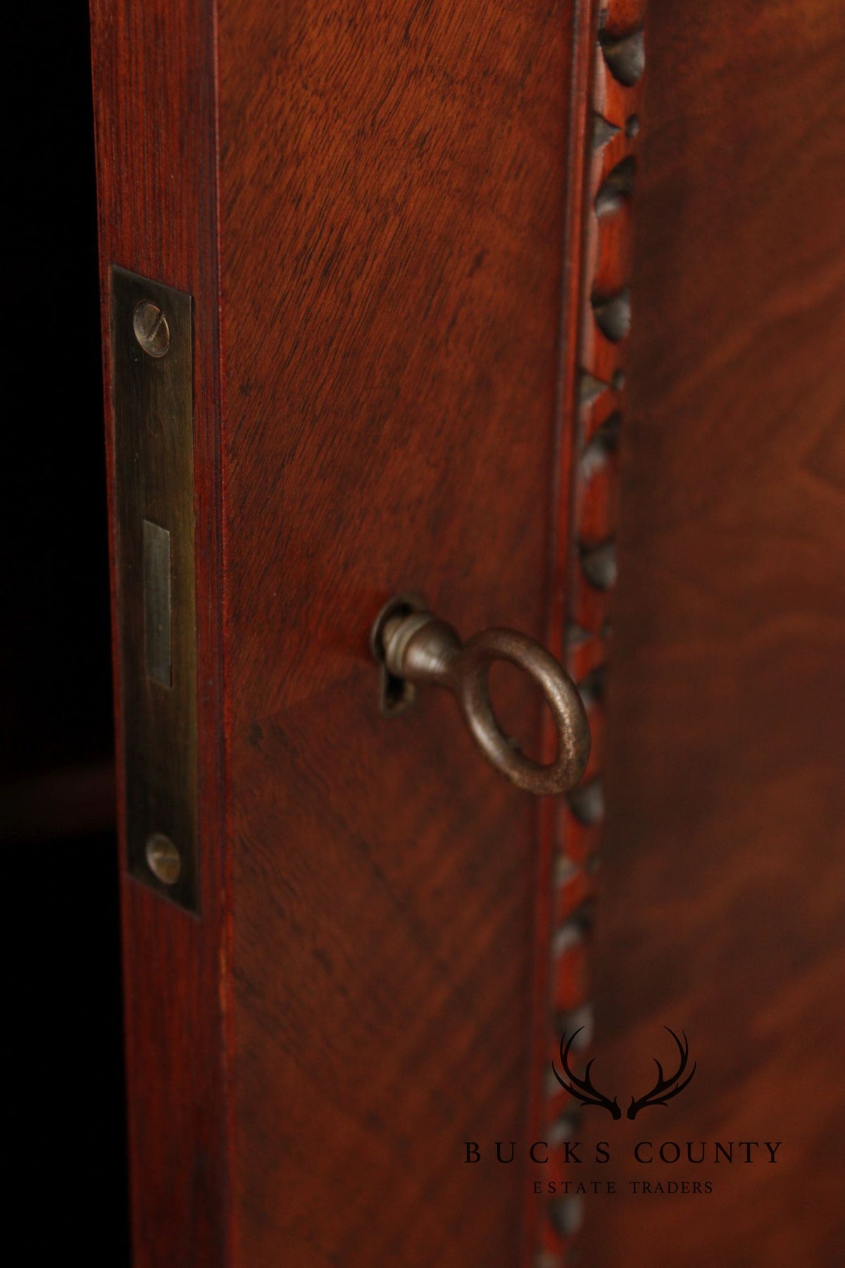 Georgian Style Hand Painted Mahogany Breakfront Cabinet