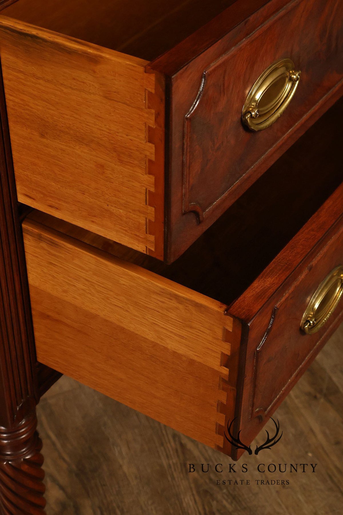 Vintage Federal Style Mahogany Two-Drawer China Cabinet