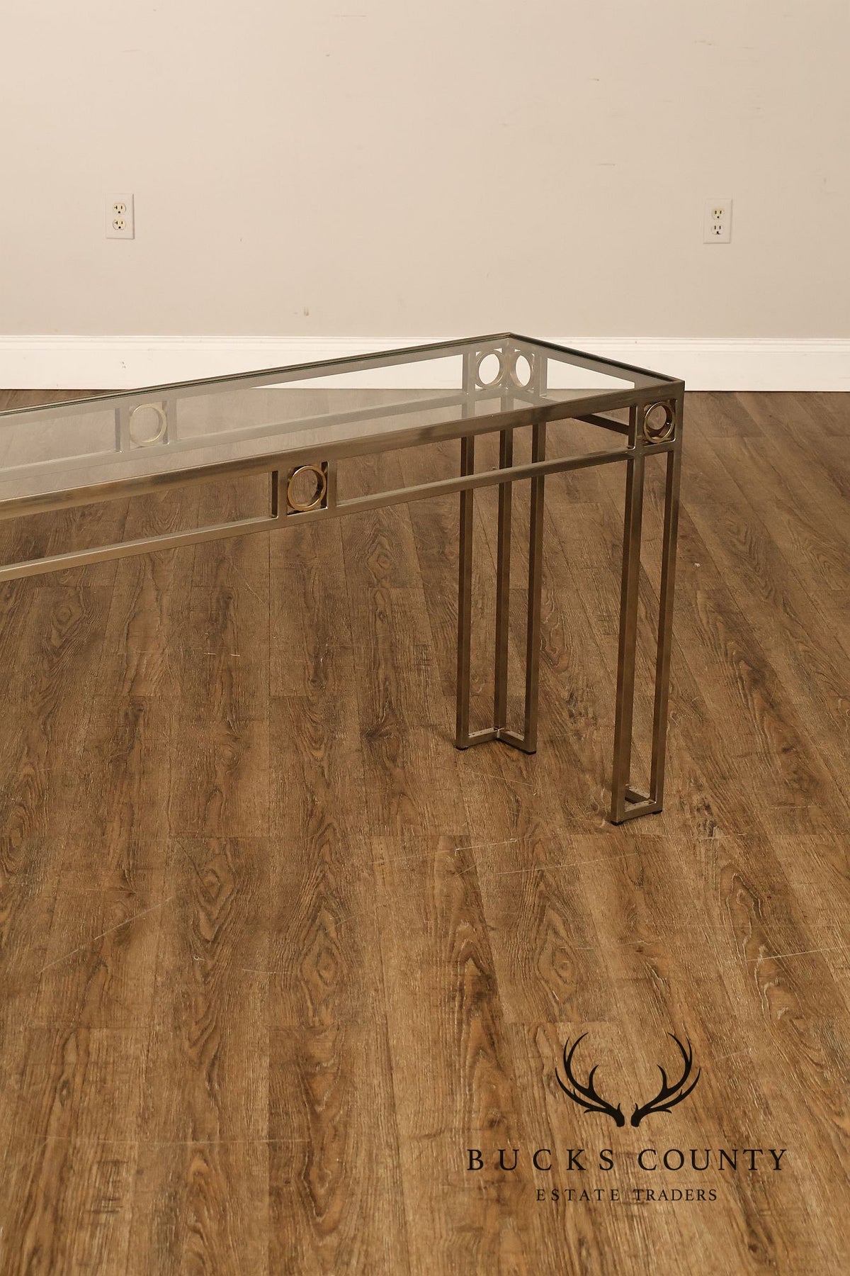 Modern Art Deco Style Glass Top Console Table
