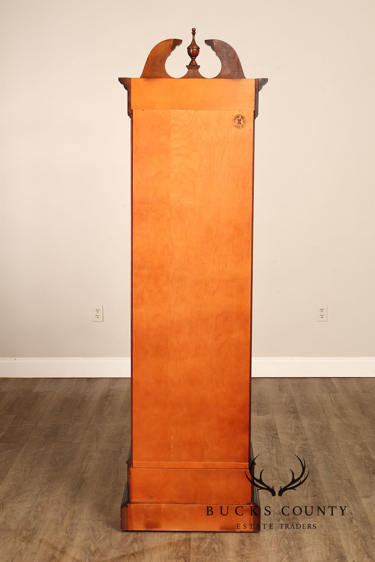 Howard Miller Mahogany Grandfather Clock With Brass Dial And Weights