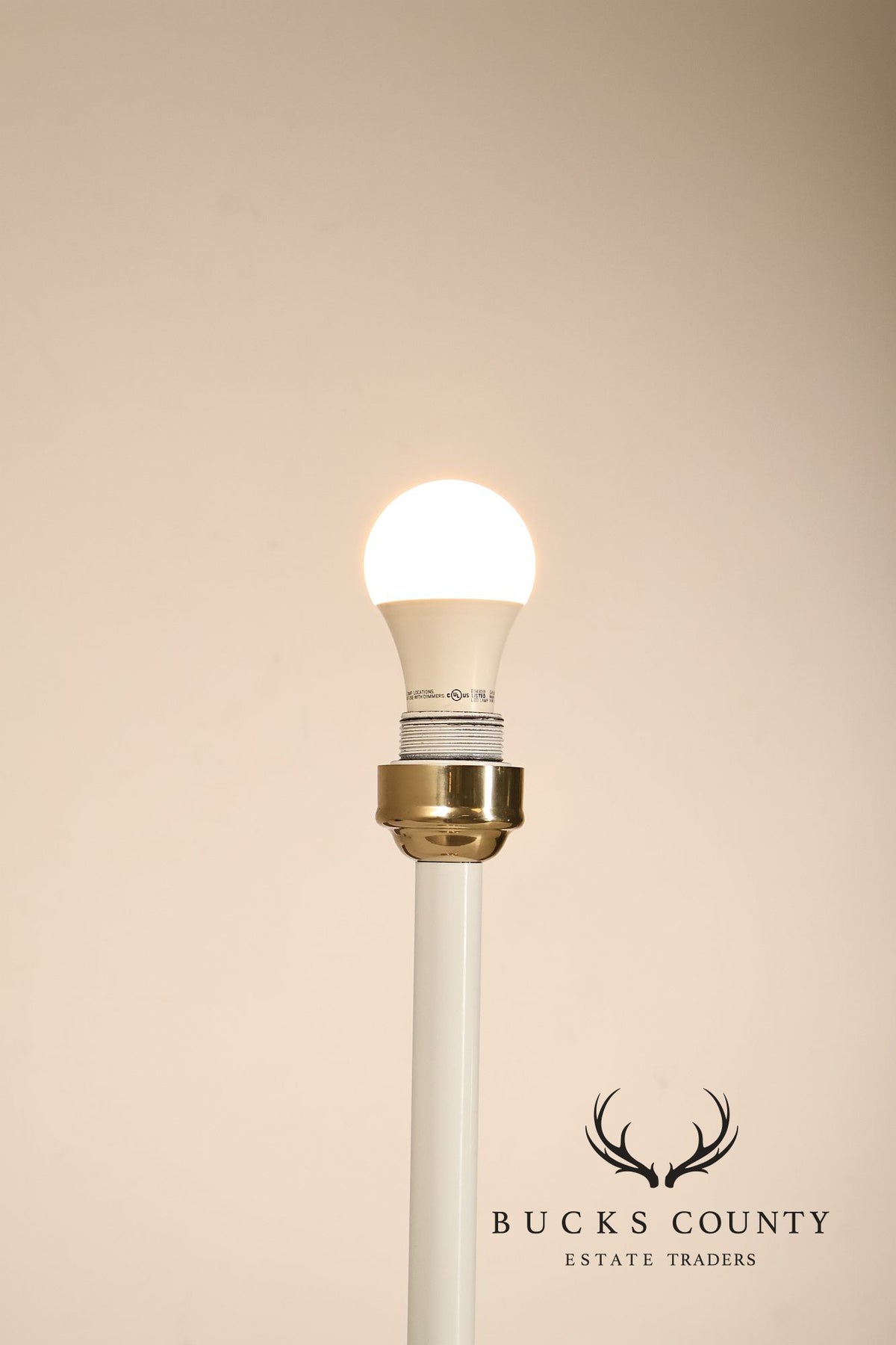 Pair of Brass Candlestick Style Table Lamps with Black Faux Alligator Shades