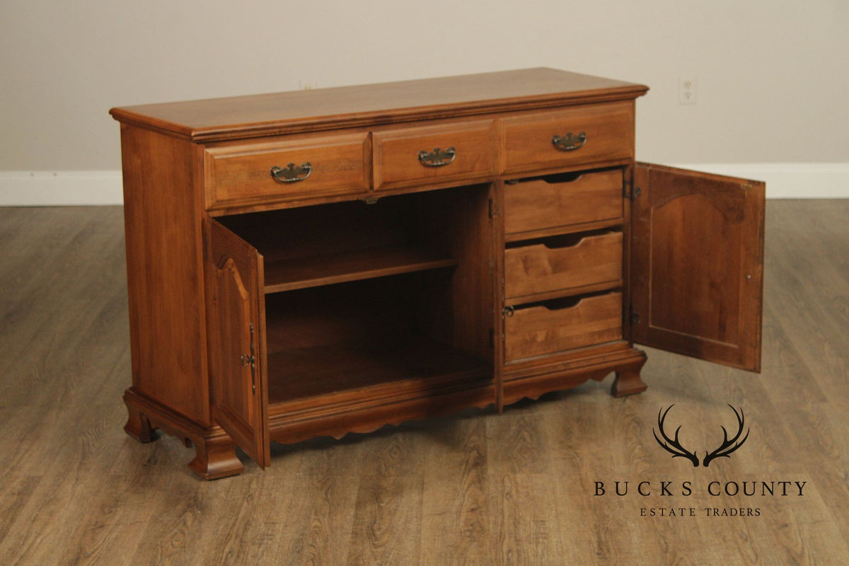 Solid Maple Colonial Revival Style Vintage Sideboard Buffet