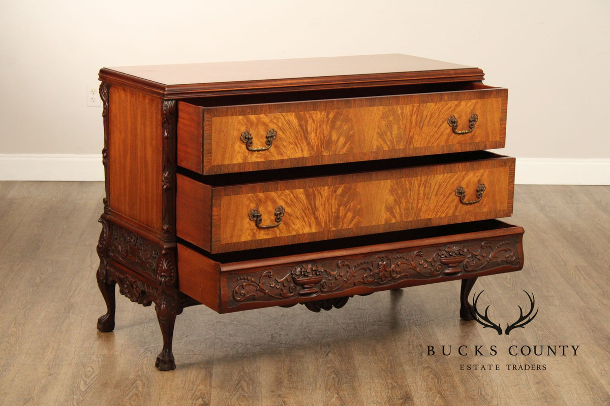 Georgian Style Carved Mahogany Commode
