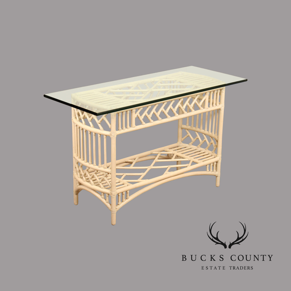Ficks Reed Glass Top Rattan Console