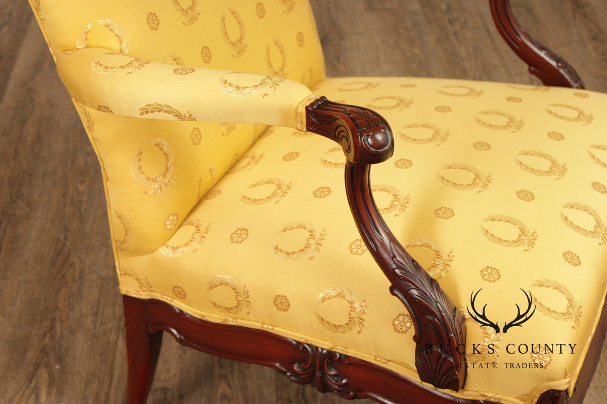 George II Style Carved Mahogany Library Armchair