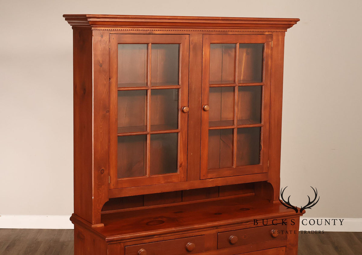 Custom Quality Farmhouse Pine Step Back Hutch