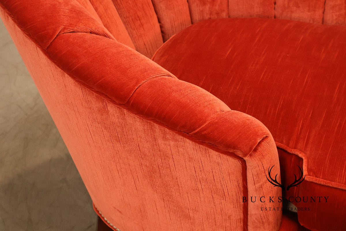 Vintage Channel Back Upholstered Chaise Lounge