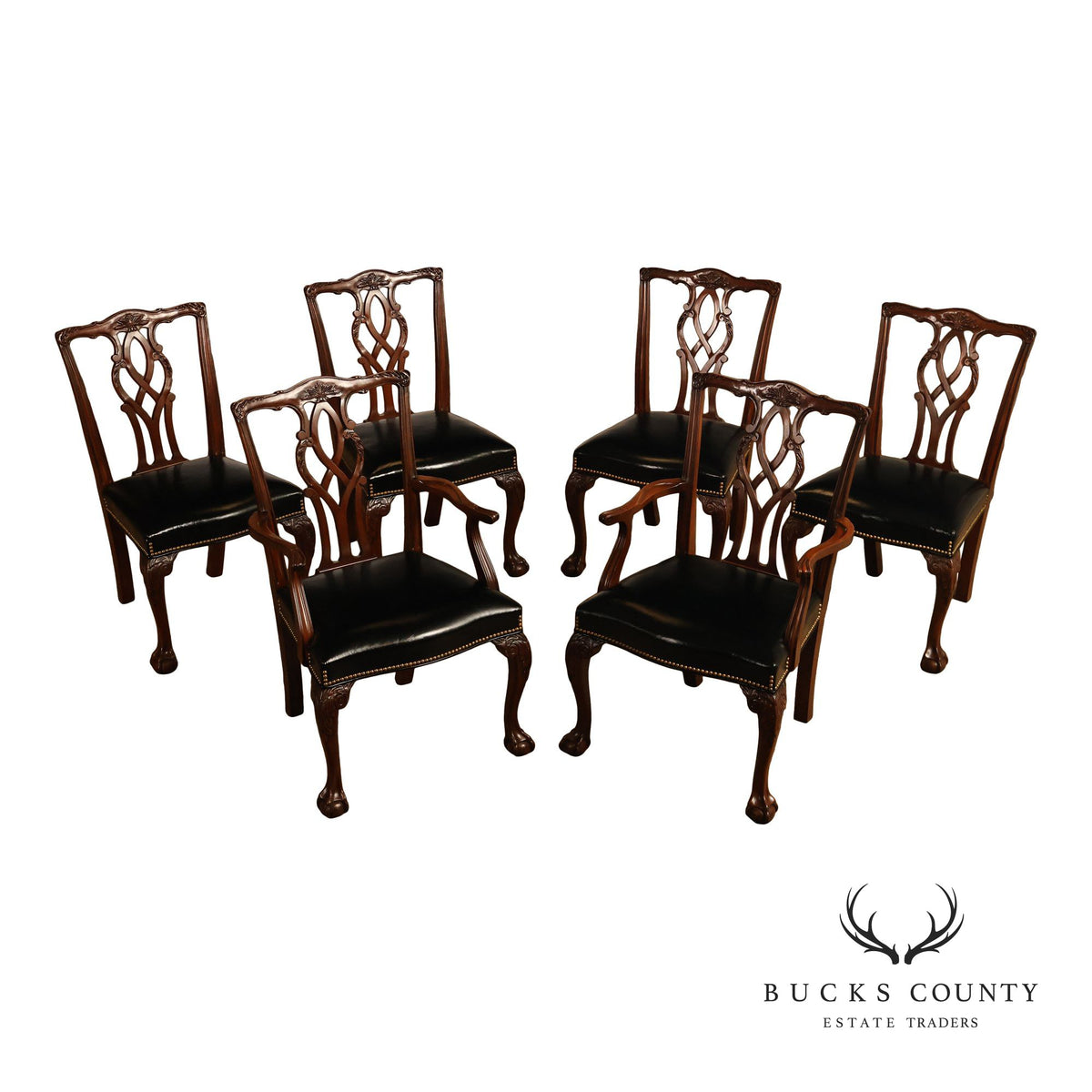 Kindel Chippendale Style Set of Six Mahogany Dining Chairs
