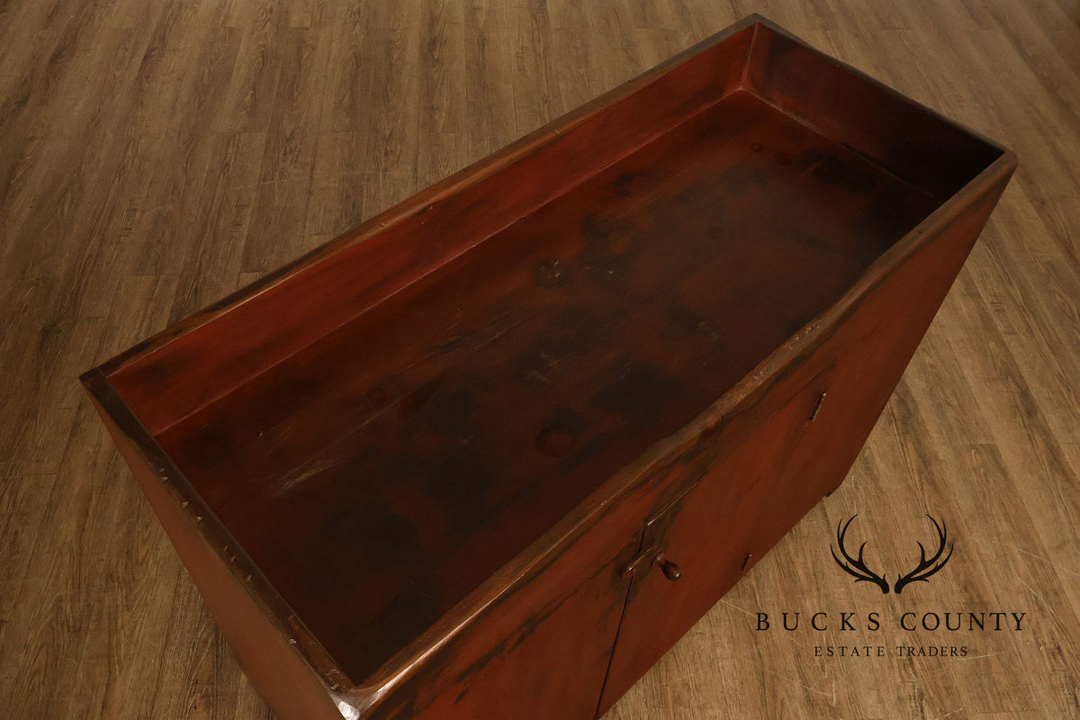 Custom Crafted Primitive Painted Pine Dry Sink Cabinet