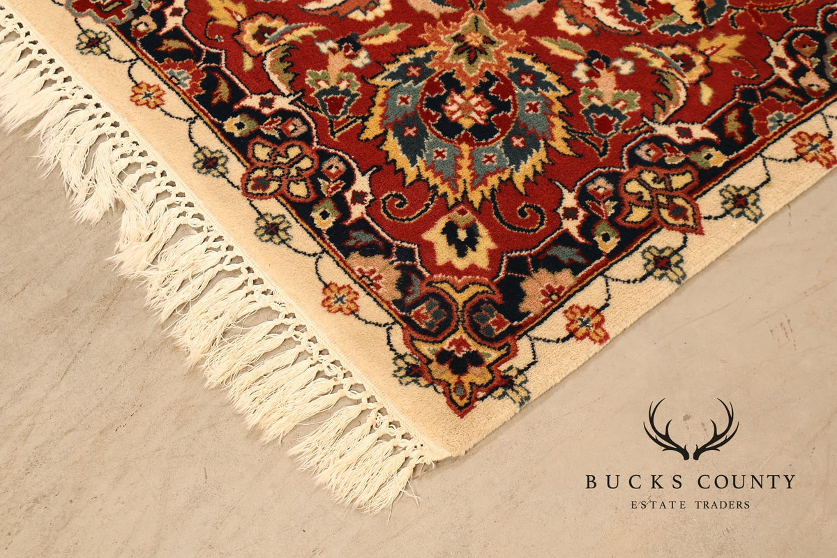 Hand Knotted Kashan Style Wool Area Rug 9x12 Floral Medallion