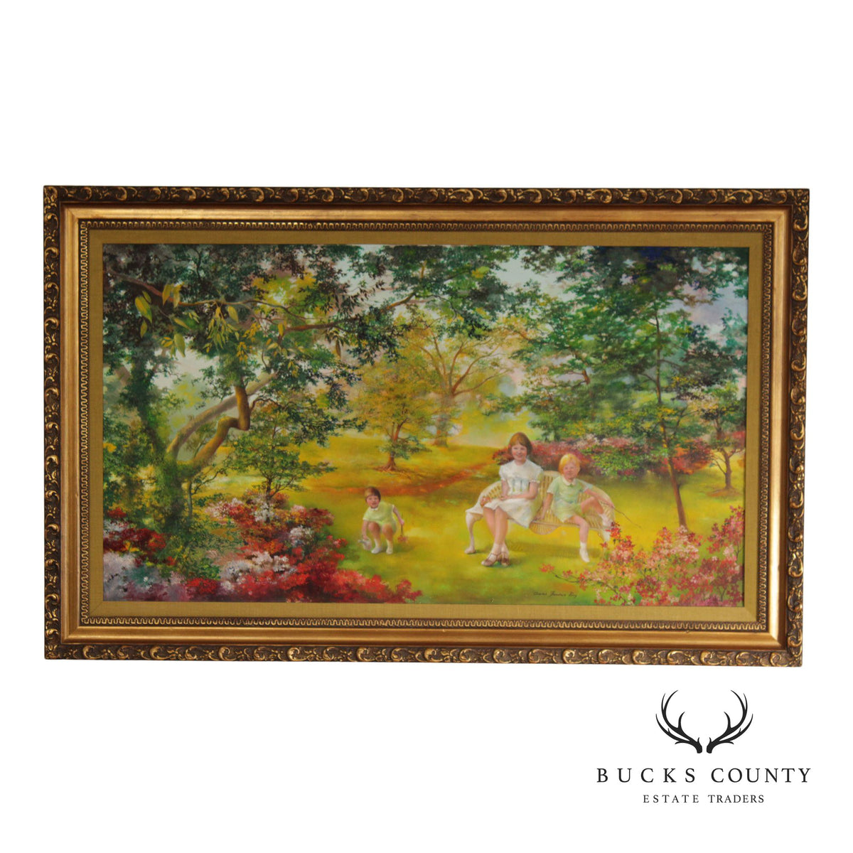 Charles T. Perry Oil Painting, Sibling Portrait
