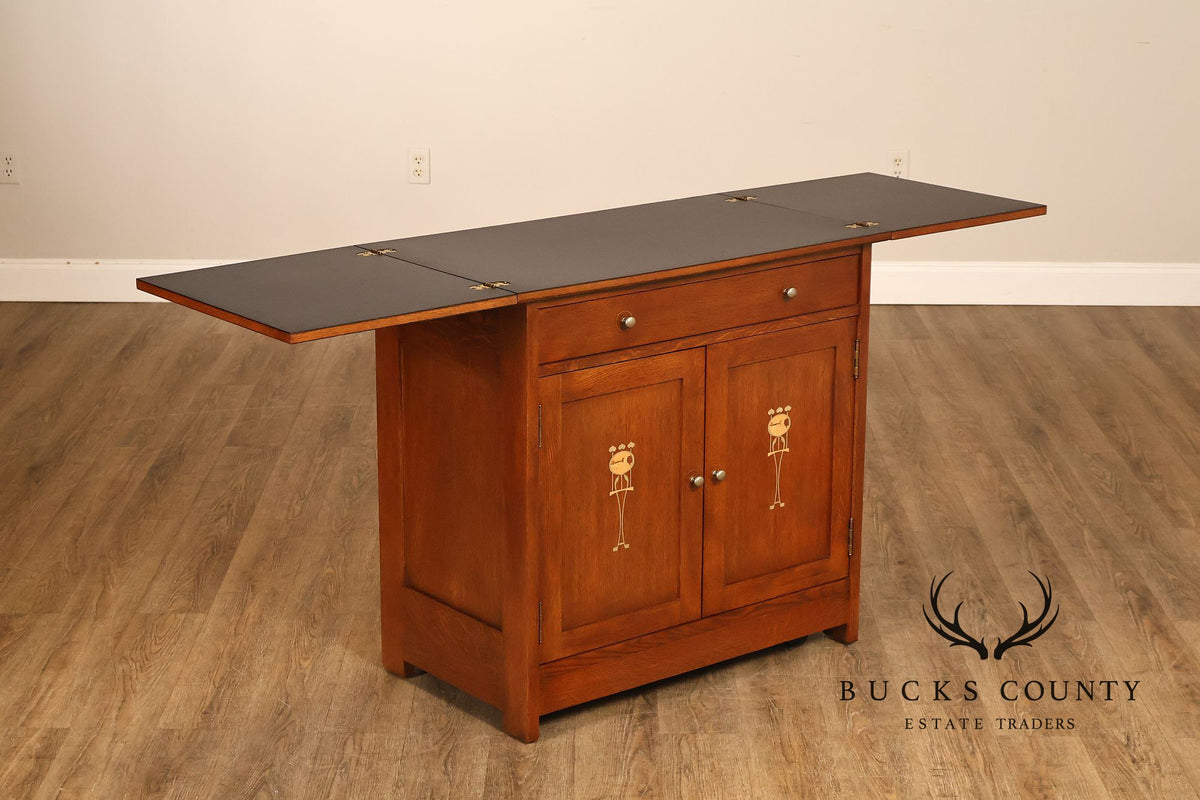 Stickley Mission Collection Oak Harvey Ellis Inlaid Server