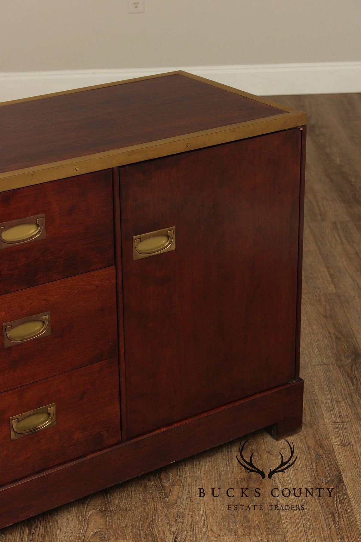 Campaign Style Mahogany Brass Mounted Sideboard
