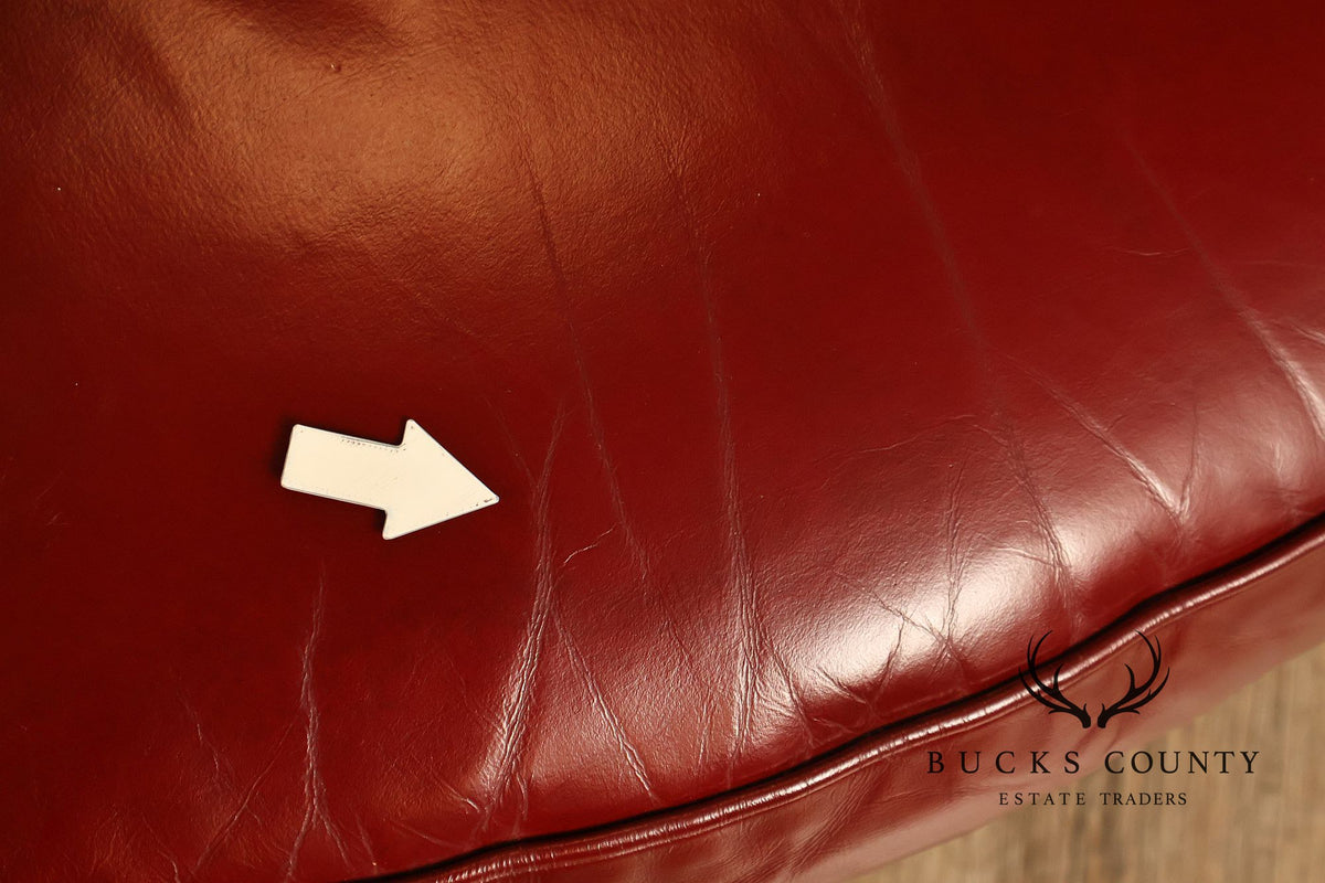 Hancock & Moore Red Leather Swivel Club Chair With Nailhead Trim