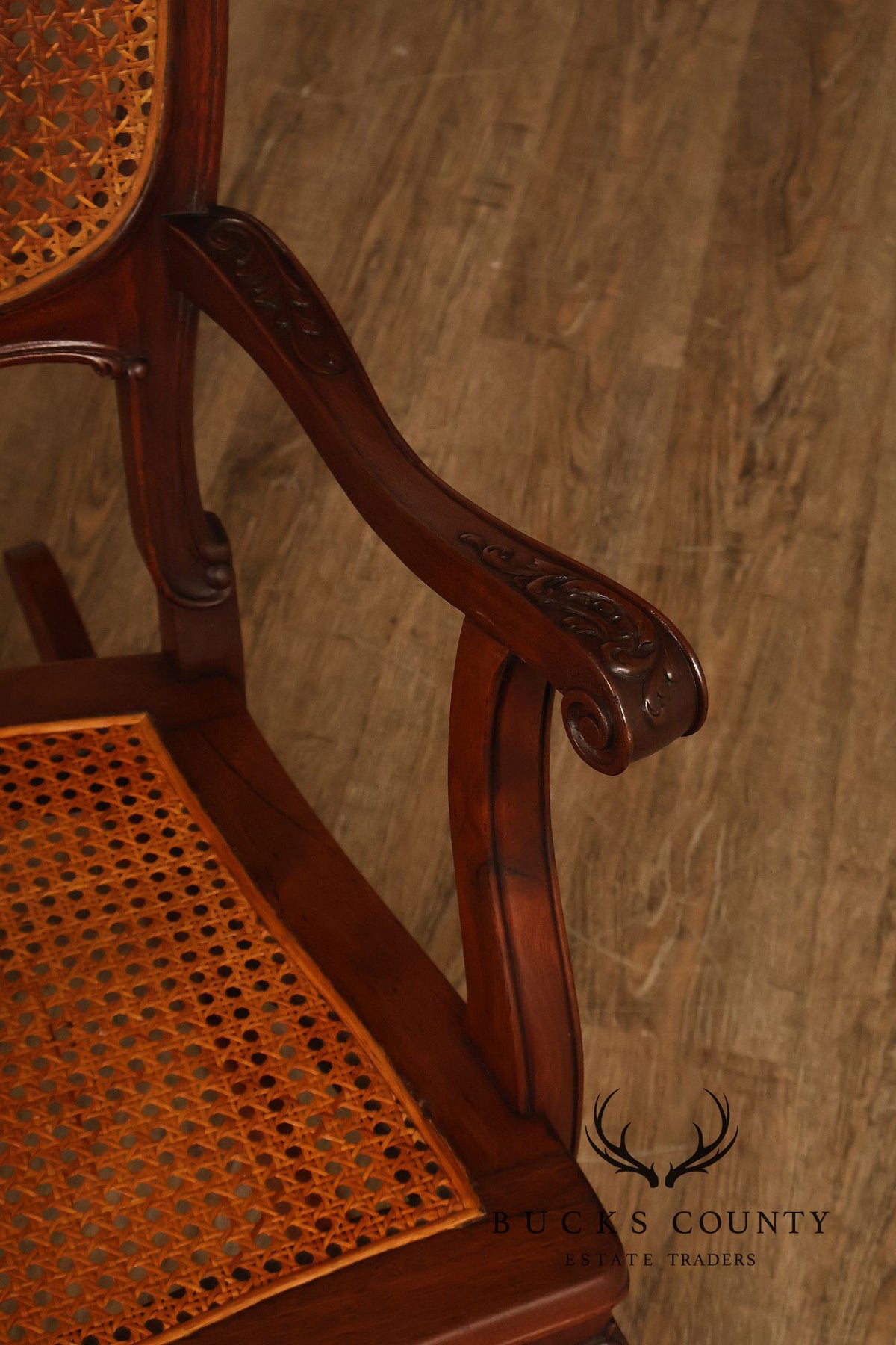 Antique Victorian Shell Carved Mahogany Caned Rocking Chair