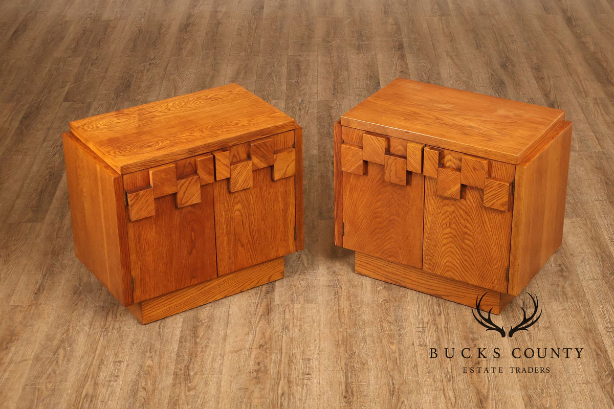Lane Staccato Pair of Brutalist Nightstands