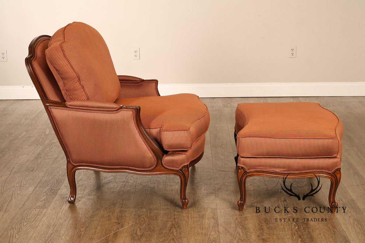 Ethan Allen French Louis XV Style Armchair and Ottoman