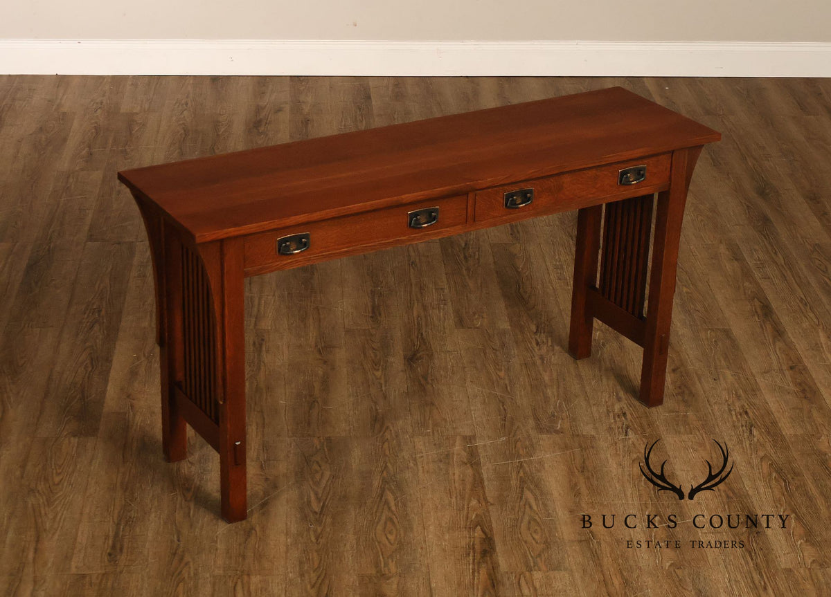 Stickley Mission Collection Oak Two Drawer Sofa Table