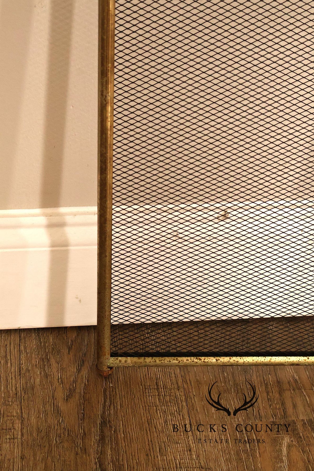 Vintage Brass Three-Panel Fireplace Screen