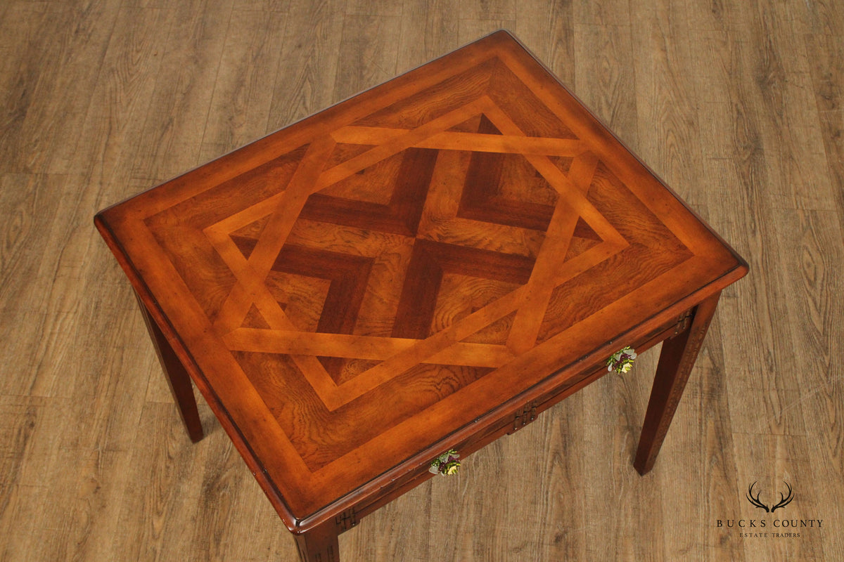 Drexel Heritage 'Celtic' Parquetry Top One Drawer Lamp Table