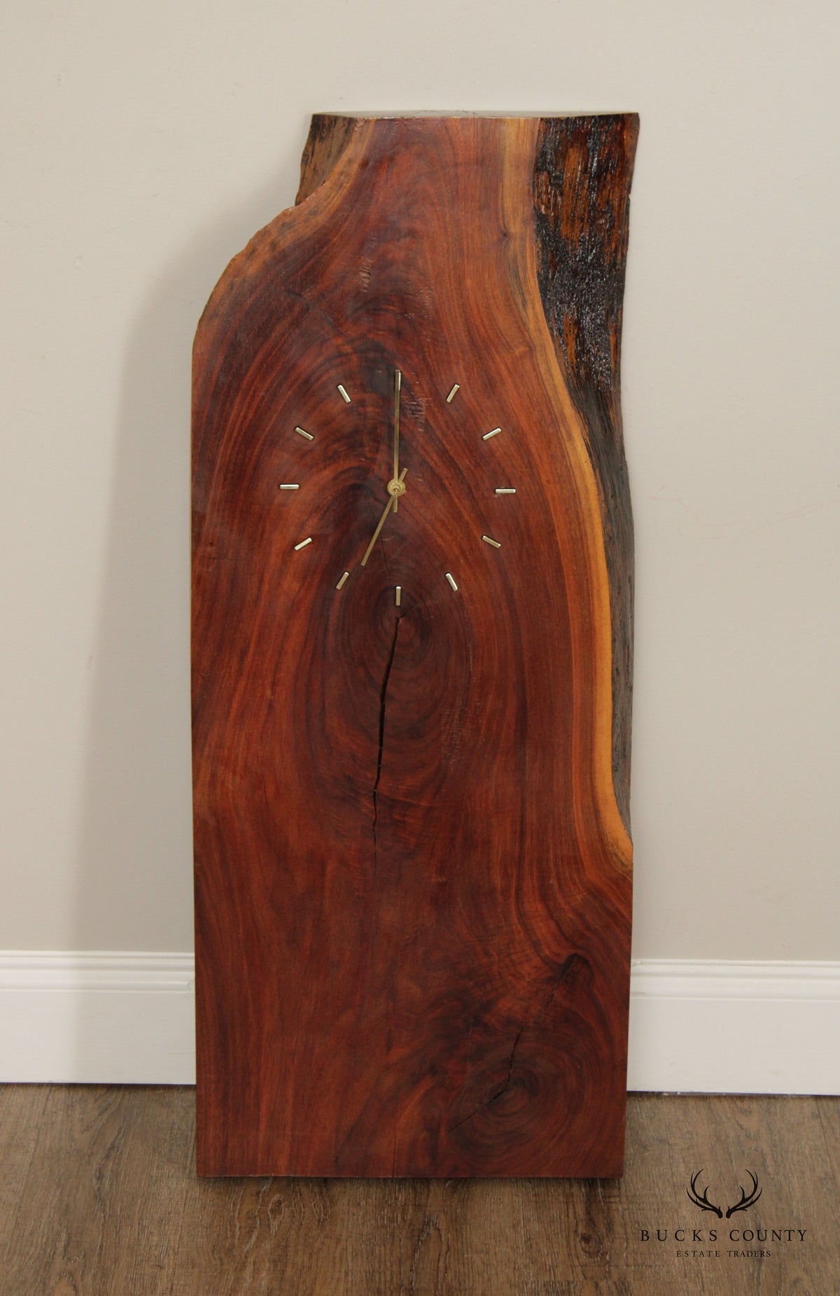 Mid Century Modern Style Live Edge Solid Wood Slab Wall Clock
