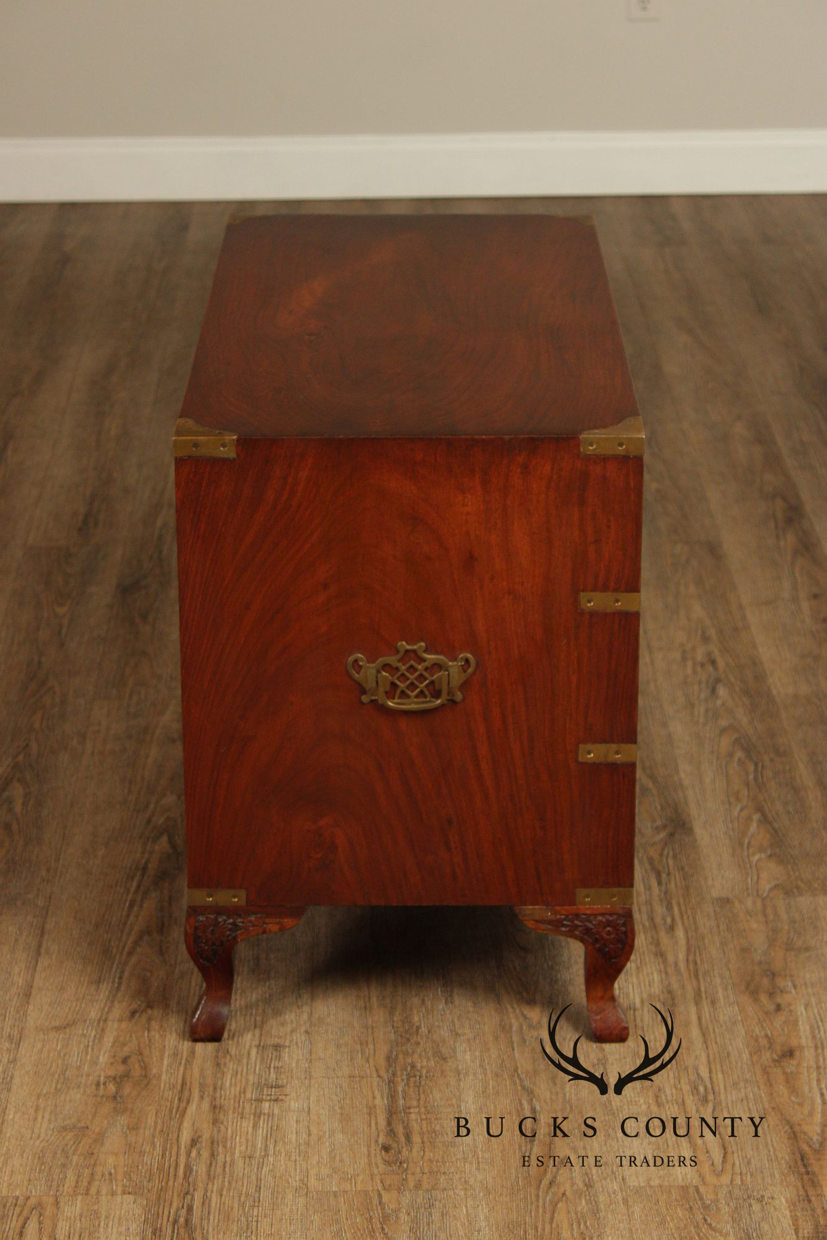 Anglo Indian Campaign Carved Rosewood Chest of Drawers
