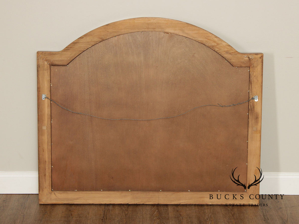 Tuscan Style Carved Oak Frame Arched Wall Mirror