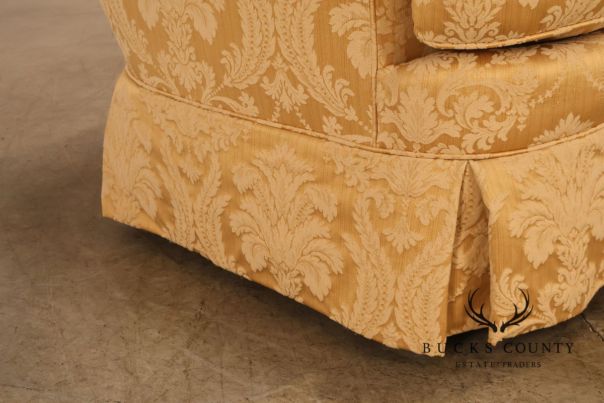Century Furniture Pair Of Gold Damask Upholstered Sofas
