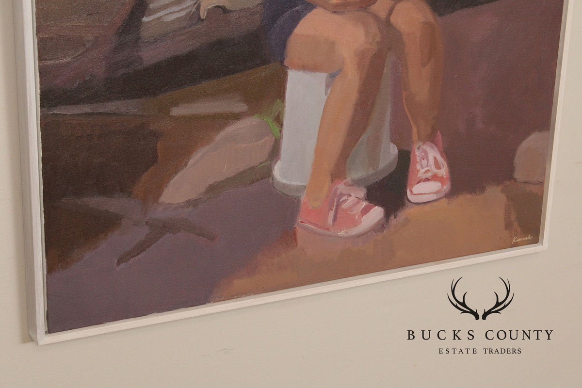 Tim Kennedy Oil on Canvas Portrait, 'Holly Reading'