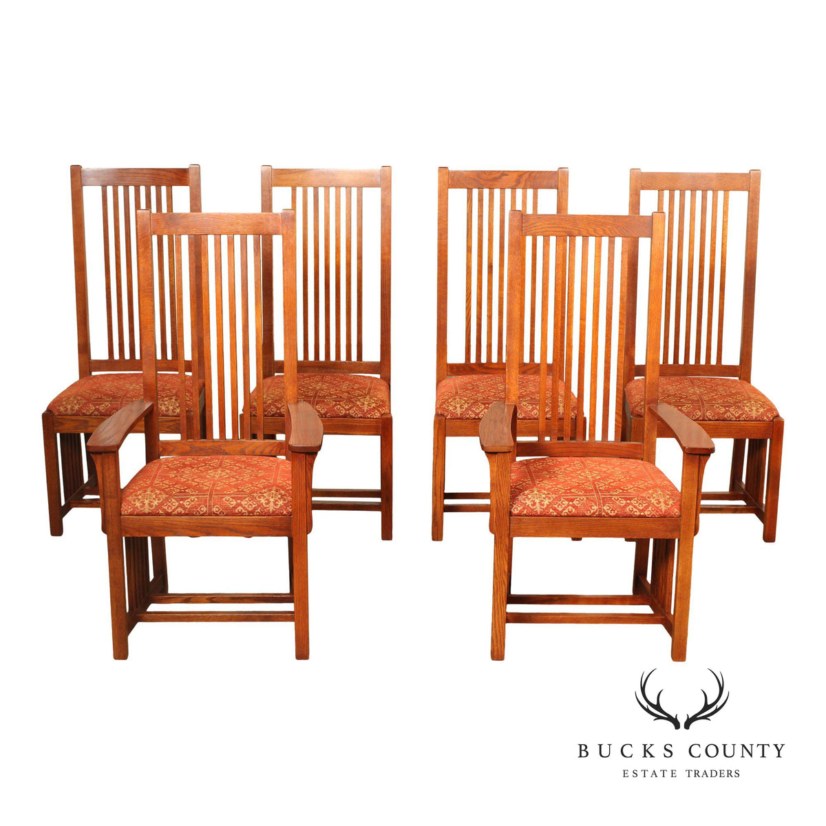 The Michaels Company Mission Style Set Of Six Oak Spindle Dining Chairs
