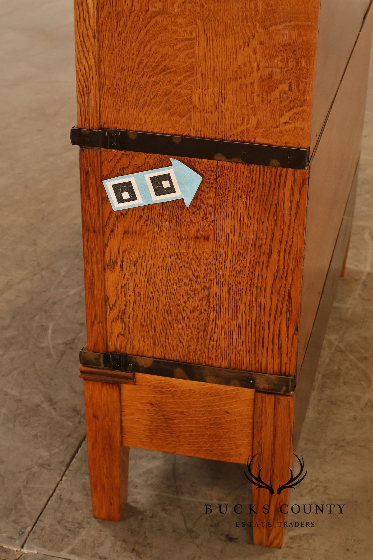 Arts & Crafts Three-Stack Oak Barrister Bookcase