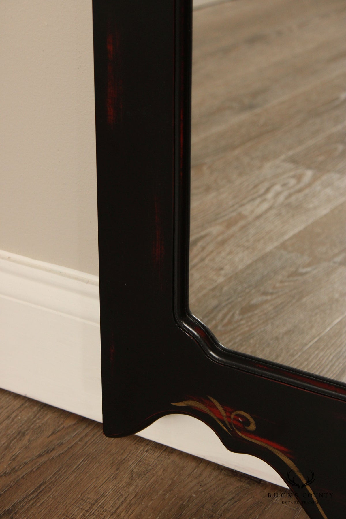 Painted Black Fruit Motif Wall Mirror